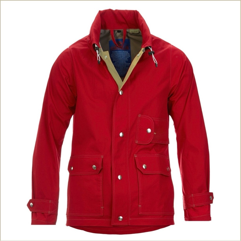 Survivalon Cagney Jacket XXL Red USA Made Cotton Sailing Field Jacket Roll Hood - Picture 2 of 16